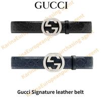 ราคา GUCCI Classic models Gucci Signature leather belt made in Italy men's cowhide belt (27664101099)