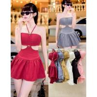 ราคา DLM. มินิเดรสผูกคอ แต่งอะไหล่โบว์เว้าเอวทั้ง 2 ข้าง ผ้าสกินนี่ (42512128415)