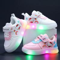 ราคา รองเท้าเด็กผู้หญิงลายการ์ตูน Kuromi Hello Kitty มีไฟ LED ส่องสว่าง (42762254143)