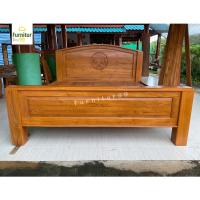 ราคา Furnitur99 เตียงไม้สัก 6 ฟุต เตียงนอน 5 ฟุต เตียงไม้สักโค้งพระจันทร์แกะลาย เตียงไม้ ทำจากไม้สักแท้ 100% (25476759623)