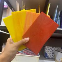 ราคา กระจกสี กระจกโทนเหลืองส้ม กระจกทำสเตนกลาส stained glass diy #oy (29909681721)