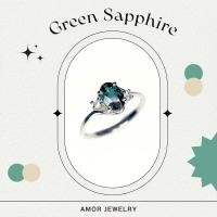 ราคา แหวนเงินแท้ 925 ฝังพลอยเขียวส่องบางกะจะ(Green Sapphire) พลอยเขียวส่องบางกะจะ จะมีสีเขียวเหลือบน้ำเงิน (15297850880)