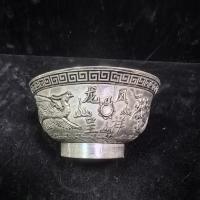 ราคา คอลเลกชันโบราณโบราณโบราณนูนมังกรฟีนิกซ์ชามทองแดงชามชุบเงินเครื่องประดับโฮมออฟฟิศชามชุบเงินแข็ง10.31.2 (57500578788)