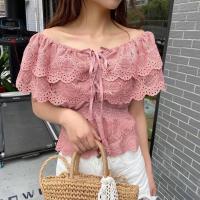 ราคา เสื้อลูกไม้ฉลุปาดไหล่ มีเชือกผูก น่ารักมากๆ (11857172205)