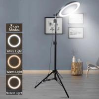 ราคา ไฟไลฟ์สด ไฟวงแหวนLED ไฟแต่งหน้า ชุดไฟไลฟ์สดไฟLed+พร้อมขาตั้ง2.1เมตรปรับได้3สี/10ระดับ (21340506516)