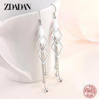 ราคา ZDADAN 925 Sterling Silver Geometric Long Tassel Drop Earrings For Women Wedding Jewelry (53550066506)