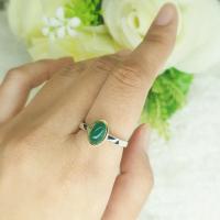 ราคา แหวนประดับพลอยโมราเขียวหลังเบี้ย เงินแท้925 SR0915 (13148252869)