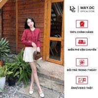 ราคา Ruby Ruffle by MAY.DC DESIGN เสื้อเชิ้ตสีแดงไวน์ลายทางสีขาว - ดีไซน์ระดับพรีเมียม (SMI065) (43971687095)