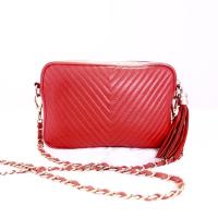 ราคา [กระเป๋ามือสอง] ❤️ กระเป๋าสะพายหนังแกะสีแดง ❤️ cross body หนังแกะ 8.5นิ้ว สีแดง กระเป๋าสภาพดี กระเป๋าสะพายข้าง (4596575415)