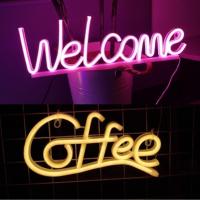ราคา ไฟนีออน Coffee / Welcome ไฟนีออน LED ป้ายไฟนีออน ใช้ได้ทั้งถ่านและ USB (24601592428)