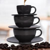 ราคา ชุดแก้วกาแฟพร้อมจานรองเซรามิค สีดำ (29655925369)