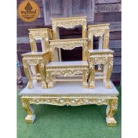 ราคา ️ โต๊ะหมู่บูชาไม้สน หมู่ 7 หน้า 8 งานร่องสีปิดทองหรู ✨ แกะลายละเอียดงดงาม เหมาะตั้งบูชา เสริมสิริมงคล (52251195752)