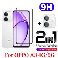 ราคา 2 in 1 ป้องกันหน้าจอสําหรับ OPPO A3 4G 5G 2024 Full Coverage HD กระจกนิรภัยป้องกันหน้าจอโทรศัพท์ฟิล์มด้านหน้ากล้องกลับฟิล์ม (28659013961)