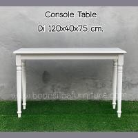 ราคา โต๊ะคอนโซลไม้ยางพาราสีขาวขากลึงสวยหวาน (9625358594)