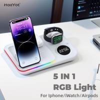 ราคา สถานีชาร์จไร้สาย 5-in-1 สําหรับ Apple Watch Series 11-2 | Fast Qi-Certified Dock สําหรับ iPhone 17-11/S26-S20 Ultra | จอแสดงผล LED RGB (43867241152)