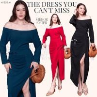 ราคา Code : 41029.4 เดรสปาดไหล่ทรงสวยเก๋ เดรสแขนยาว งานป้าย Mirrorsister (28766548559)