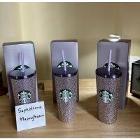 ราคา แก้ว starbucks Bling Purple Rhinestone Cold Cup 16 oz. (14494587370)