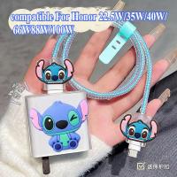 ราคา ฝาครอบเครื่องชาร์จ Stitch สีฟ้าน่ารักเข้ากันได้กับ Honor 400 100W X9C 66W HN-200330U00/35W 40W x9b x7b x30/22.5w/40w/100W-100Pro 200 pro 90GT Magic4 Charger Case (41556489055)