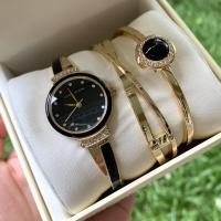 ราคา [[พร้อมส่งแท้%]] Anne Klein Women's AK/3292BKST Swarovski Crystal Accented Watch & Bangle Set (18432734655)