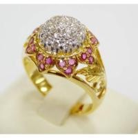 ราคา M416แหวนดอกไม้เพชรแท้ 0.44 กะรัตทับทิมพม่าแท้ แบบน่ารัก ใส่สวยมากค่ะ (856416063)