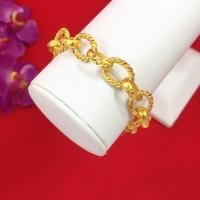 ราคา สร้อยข้อมือลายโซ่ฝรั่งตัดลาย ยาว 7 นิ้ว ชุบทอง ทองไมครอน ทองปลอม ทำจากทองเหลือง รูปถ่ายจากสินค้าจริง (12718788196)