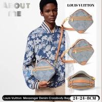ราคา หลุยส์วิตตอง Louis Vuitton Chess Messenger Denim Crossbody Bag กระเป๋าทรงสามเหลี่ยม (27777325098)