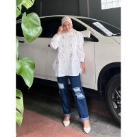 ราคา KEMEJA เสื้อโอเวอร์ไซส์ผู้หญิง || เสื้อปัก || เสื้องานปักขั้วโลกนี (43405746208)