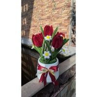 ราคา กระถางดอกทิวลิปสีไวน์แดง ทำจากลวดกำมะหยี่ (29293613381)