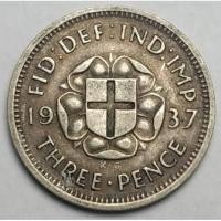 ราคา ปี 1937, เหรียญ 3 Pence, ประเทศอังกฤษ (United Kingdom), เนื้อเงิน, King George VI (9706344777)