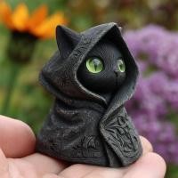 ราคา รูปปั้นแมวดำสไตล์โกธิคใหม่พร้อมเสื้อคลุม รูปปั้นแมวคลุมหน้าลึกลับ (43424050906)