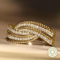 ราคา [ใบรับรอง Gra ฟรี] แหวนเคลือบทอง Seiko Moissanite Lines Cross อารมณ์หรูหรา (26621058659)