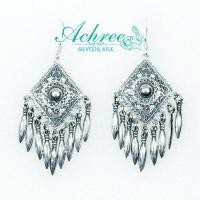 ราคา ต่างหูเงิน เงินแท้ 92.5% แบบไทยล้านนา (2263514295)