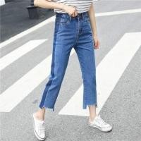 ราคา กางเกงยีนส์ เอวสูง เก็บพุง แต่งแถบข้างสีเข้ม (22838597806)