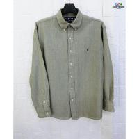 ราคา Ralph Lauren แท้ อก49 เสื้อเชิ๊ตแขนยาวเทาอมเขียวขี้ม้าวินเทส (40168572478)