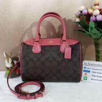 ราคา COACH F58312 MINI BENNETT SATCHEL IN SIGNATURE COATED CANVAS COLOR : IMITATION GOLD/BROWN/ROUGE (1248520780)