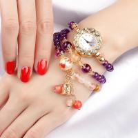ราคา สร้อยข้อมือสีตัดกันนาฬิกาตัวอักษร เทรนด์แฟชั่นไขลานกันน้ำ Amethyst Garnet Red Onyx Ladies Quartz Watch (8657735829)