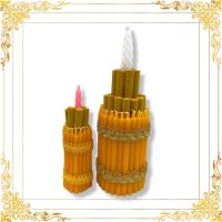 ราคา ธูปเทียนกำทรงกลม ธูปเทียนยอดบายศรี มี 2 ขนาด สำหรับทำพานไหว้ครู ทำบายศรีขอขมา หรือใช้ในการทำกระทง และอื่นๆ (14493049926)