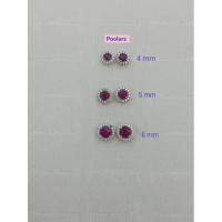 ราคา ต่างหูทับทิมเพชรล้อม (พลอยแท้ เจียรเหลี่ยม ) เงินแท้ 925 ชุบทองคำขาว (29134492417)