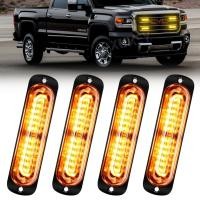 ราคา 4pcs 12LED ฉุกเฉิน Strobe คําเตือน Grille Hazard Flash Light Bar รถออฟโรดรถบรรทุก ATV รถยนต์ Beacon โคมไฟกันน้ํา 12V 24V Amber สีขาว (26625348459)