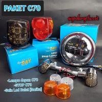 ราคา Honda C70 C50 C90 ไฟหน้าแพคเกจรอบ LED ไฟเลี้ยวด้านหน้าชุด Stoplamp C70 Reflector C70 C50 C90 รอบไฟเลี้ยว LED (27209660416)