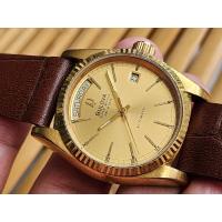 ราคา นาฬิกา Vintage Bulova super seville ทรงกัปตัน President Day/Date Auto Watch Rare Gold Dial Swiss watch (28513679248)