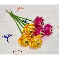 ราคา ดอกบัวผ้า(ชุด3ดอก)พร้อมส่ง ดอกบัวใส่แจกัน บูชาพระ (22282965036)