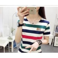ราคา เสื้อยืดแฟชั่นผู้หญิง คอกลม แขนยาว ผ้าเนื้อดี ลายขวาง สวยๆ (7823404096)