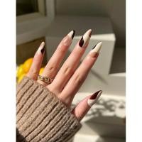 ราคา เล็บปลอม ทรงอัลมอนด์ แบบยาว บล็อคสีน้ำตาล (23720135698)