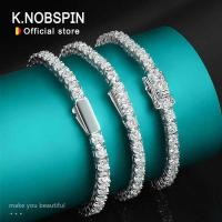 ราคา KNOBSPIN กำไลเทนนิสโมอิสซาไนต์ D VVS1 แท้ ชุบเงินสเตอร์ลิงทองคำขาว พร้อม GRA สำหรับผู้หญิงและผู้ชาย (45351260275)