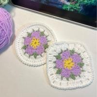 ราคา flower coaster / แผ่นรองแก้วลายดอกไม้ แผ่นรองแก้วไหมพรม ที่รองแก้วถัก (27478102536)