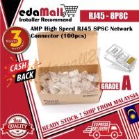 ราคา AMP ความเร็วสูง RJ45 (100 ชิ้น) ตัวเชื่อมต่อเครือข่ายคริสตัล 8P8C Cat5e Lan Ethernet Modular Plugs (23443373959)