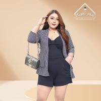 ราคา S34 ใหม่ เซทสูท ลายชิโนริ ชุดเซ็ทสาวอวบ งาน 3ชิ้น แฟชั่นราคาถูก (ผ้ายืดวูลเวฟ เสื้อสูท+เสื้อสายเดี่ยว+กางเกงขาสั้น) (21864720116)