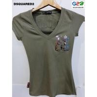 ราคา DSQUARED2 แท้ เสื้อยืดคอวีแขนสั่นสปอต (1254452567)