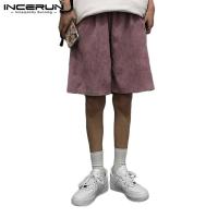 ราคา Incerun กางเกงขาสั้นลําลองสําหรับผู้ชายผ้าลูกฟูกเอวยางยืดทรงหลวม (5276938578)